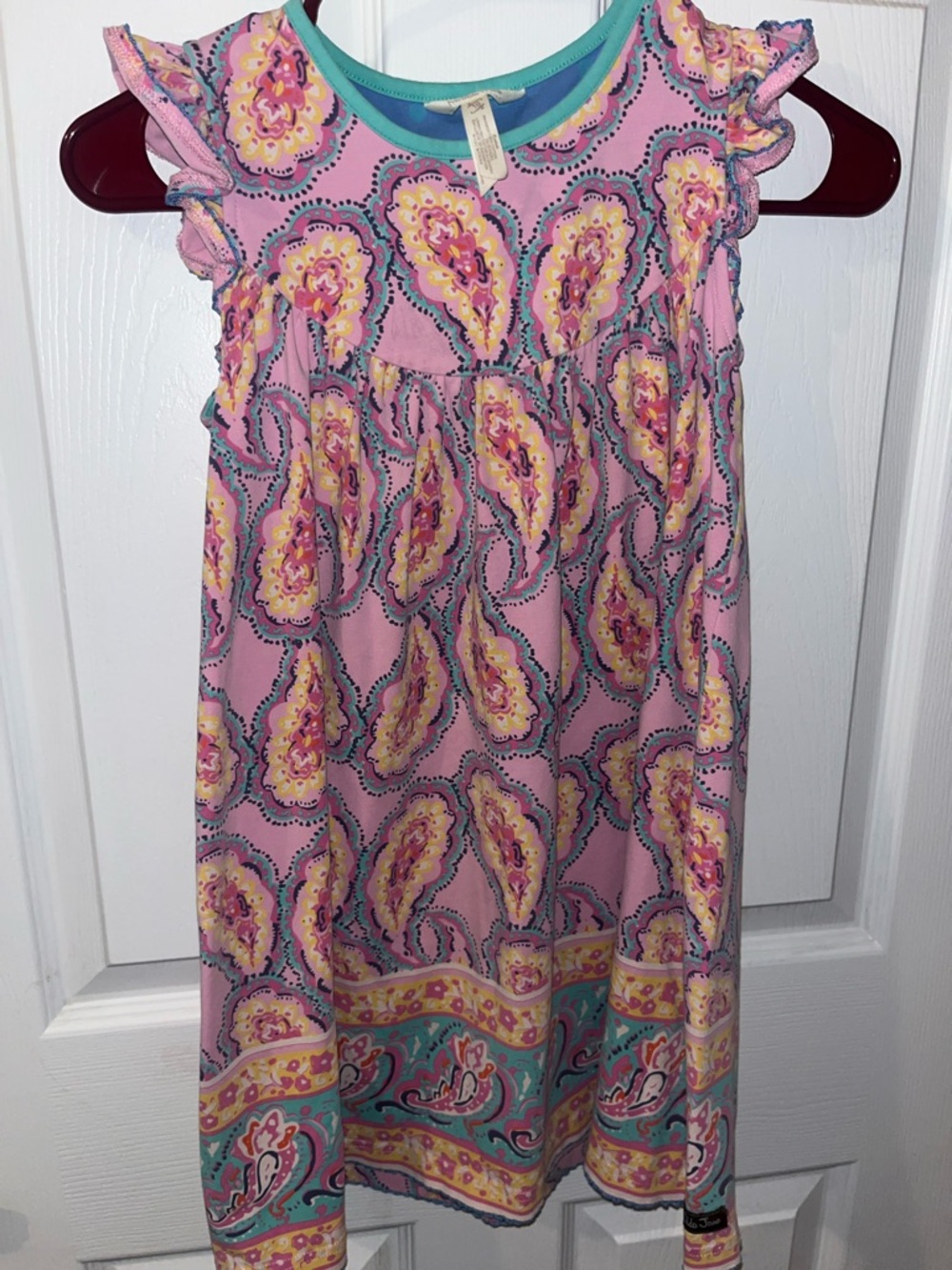 Matilda Jane Pink Paisley Trimmed Ruffle Sleeve Dress